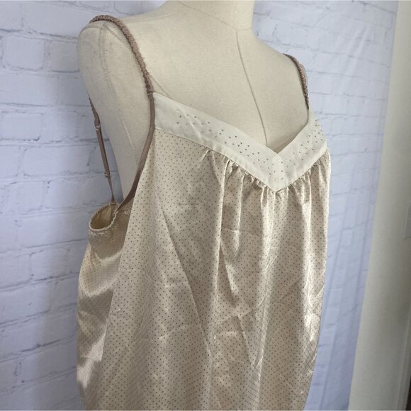 ⭐ 3/$15 Jennifer Lopez Y2K L Tan Polka Dot Satin Drawstring Romper Rhinestones - Picture 4 of 8